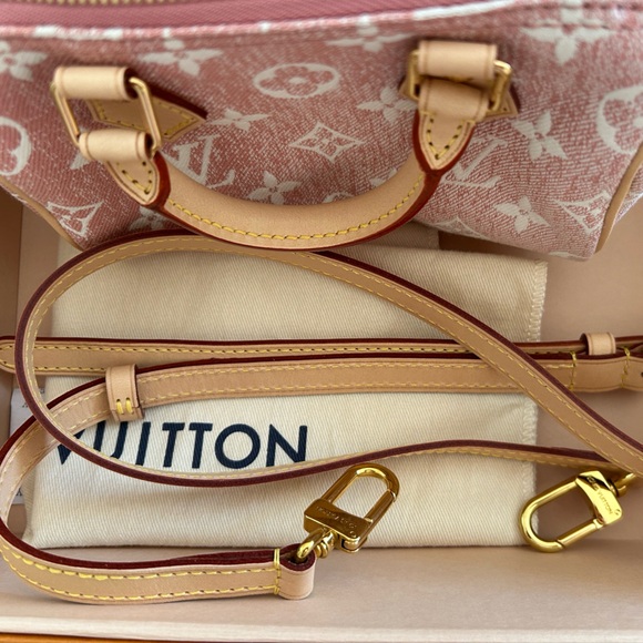 *NEW* Louis Vuitton Rose Pink Denim Nano Speedy - Picture 2 of 16